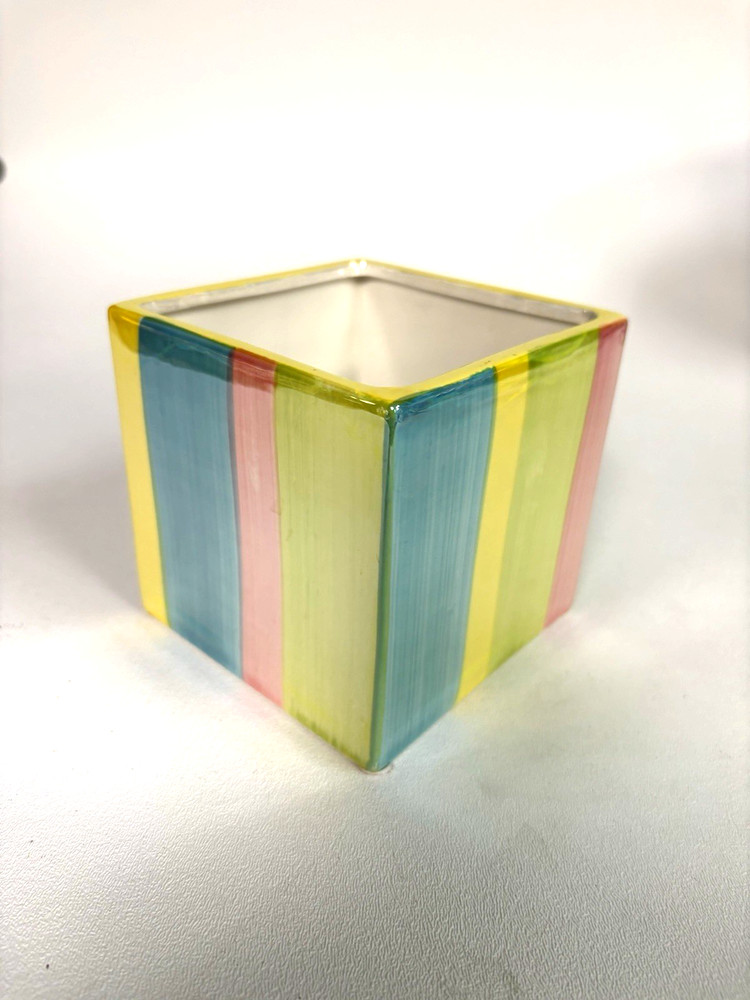 Rainbow Stripe Cube Baby Novelty Planter