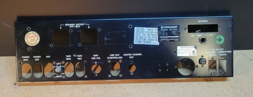 PIONEER SX-770 BACK PANEL