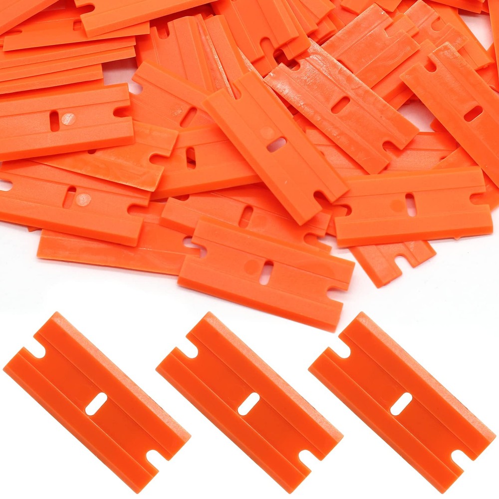 100pcs Plastic Razor Blades, Double Edged Plastic Scraper Blades Replacement ...