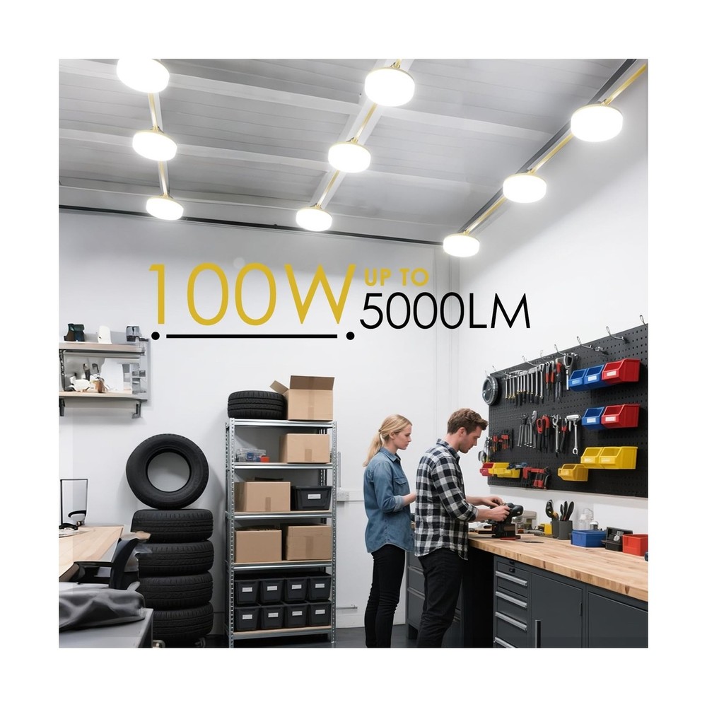 LED Construction String Lights 100FT, 10000 LM, 5000K Daylight LED String Wor...