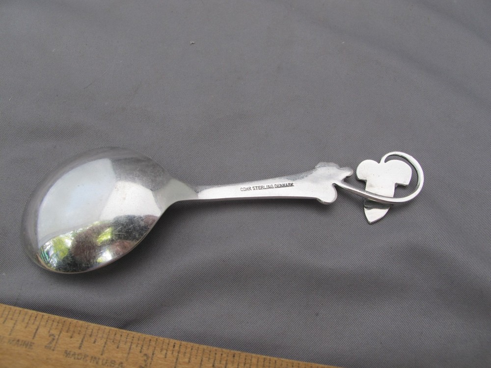 Good COHR Denmark Sterling MODERNIST LEAF HANDLE Small SPOON