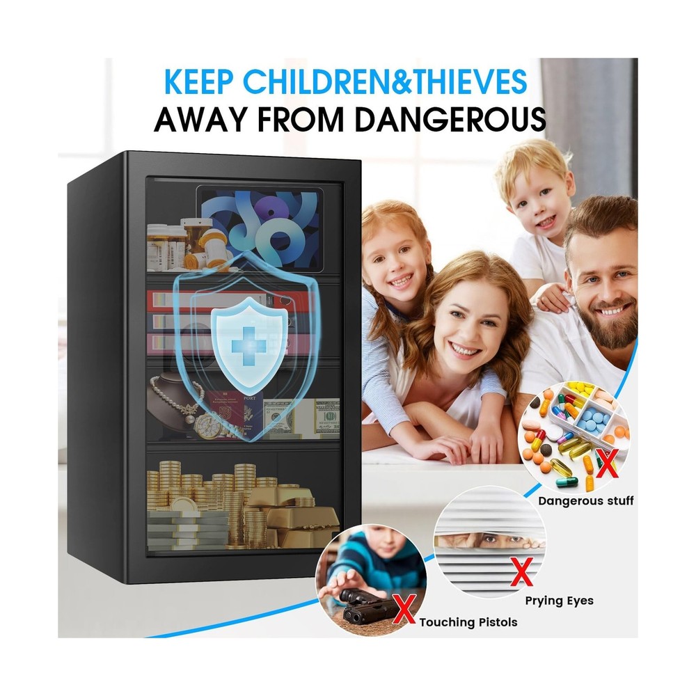 5.2 Cu Ft Large Home Safe Box Fireproof Waterproof, Personal Security Safe wi...
