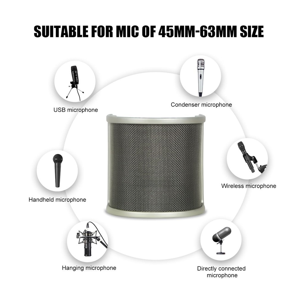 Microphone Pop Filter Golden Pop Protection with Foam Layer Windscreen Shield