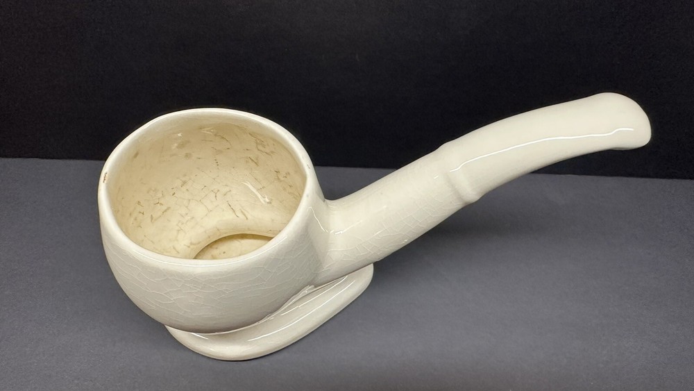 Vintage White Ceramic Figural Pipe Shaped Planter 7.5" Long