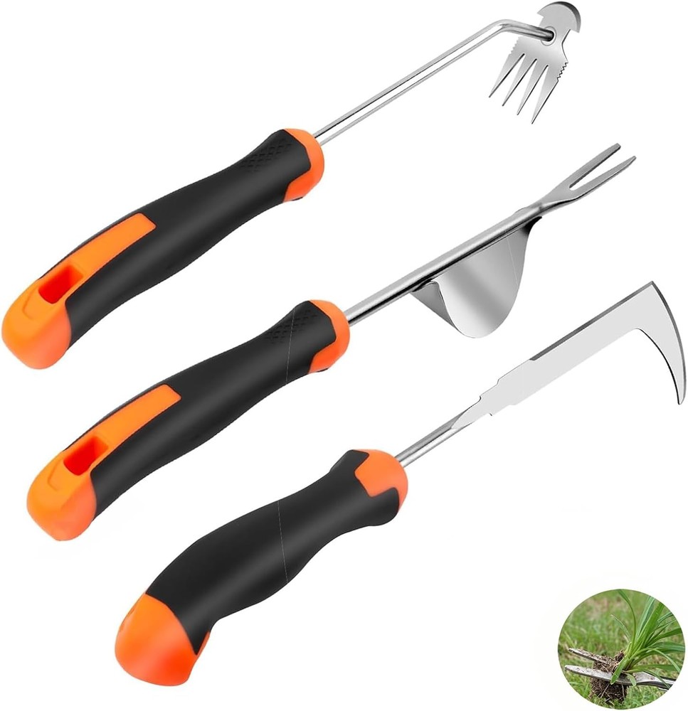 Weed Puller Tool, 3 Pack Hand Weeder Tool, Stainless Steel Dandelion Remover for
