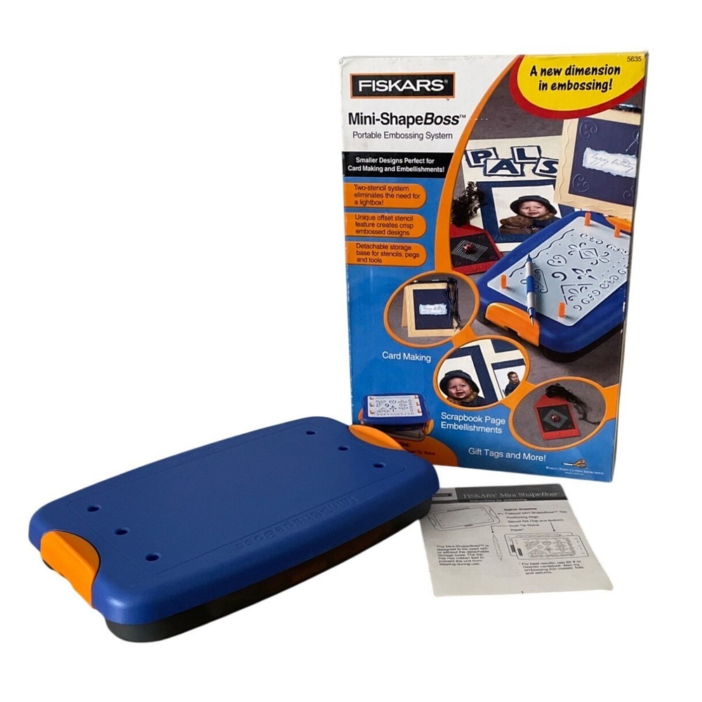 Fiskars Mini-ShapeBoss Portable Embossing System Scrapbook Cards w Stencils Tool
