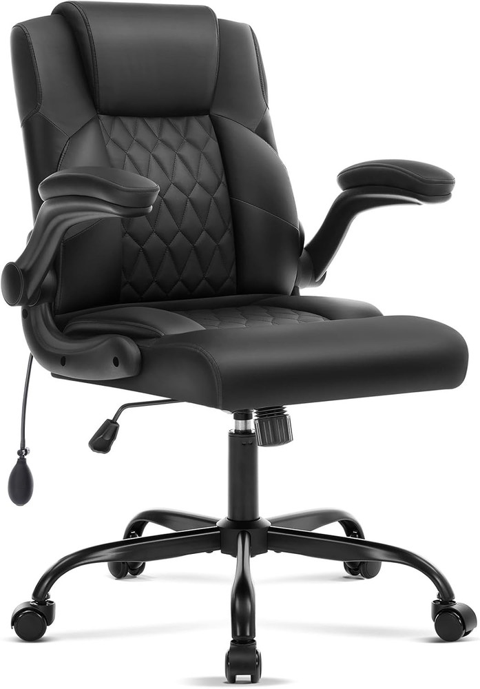 Office Chair with Adjustable Inflatable Lumbar Support,Leather Ergonomic Comput