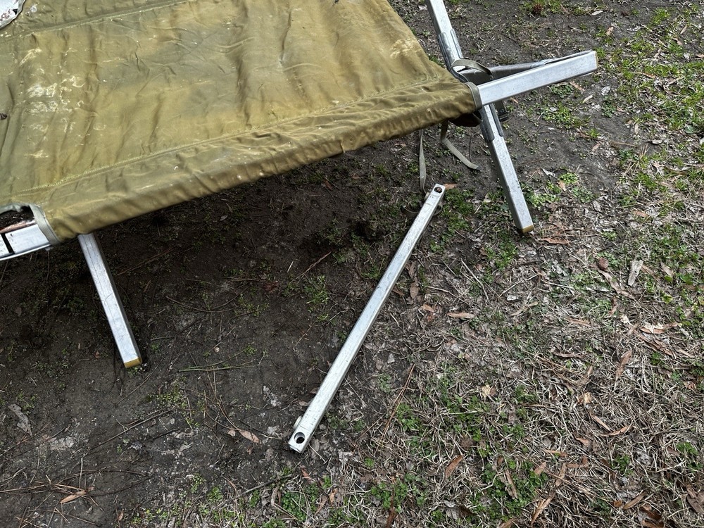 Vintage Aluminum Frame Folding Army Cot