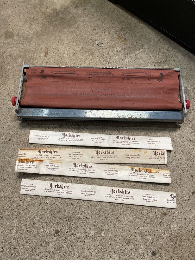 V-MASTER EXTRA LONG 16" CIGARETTE MAKER ROLLER W/PAPERS, As Is See Photos