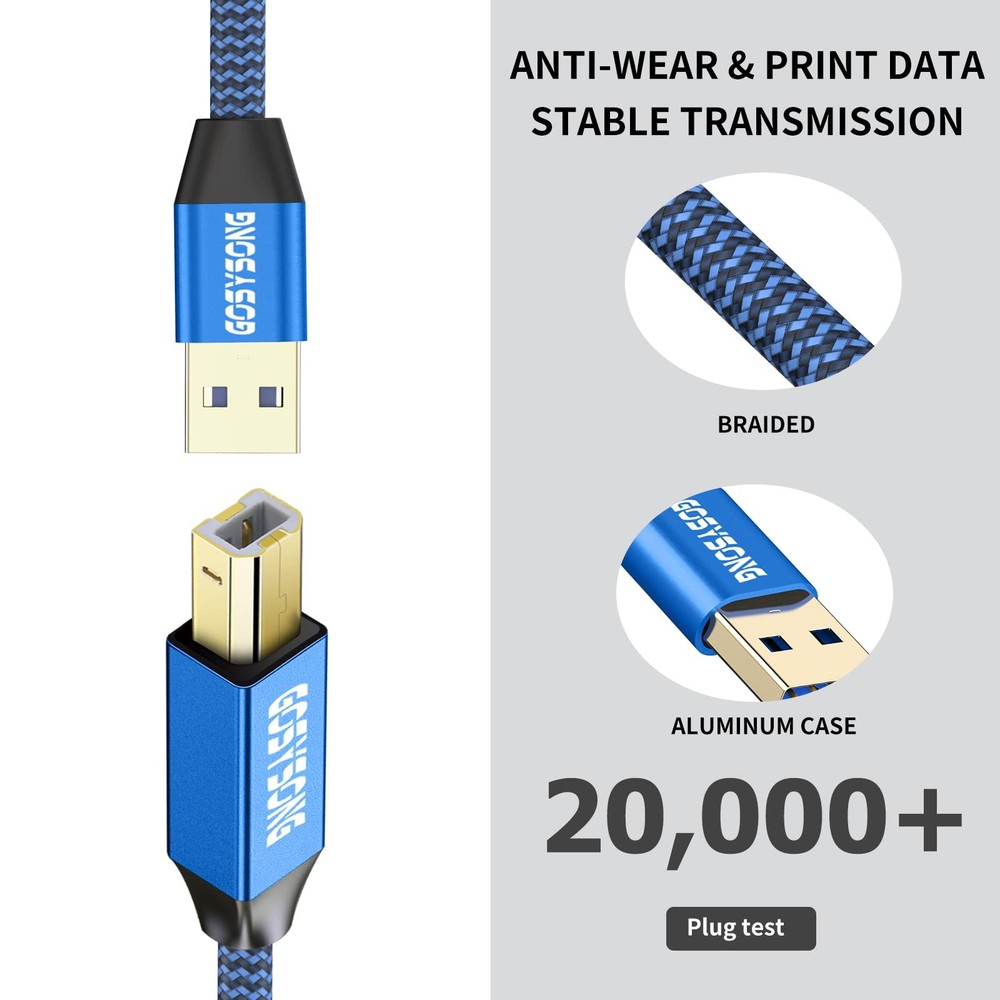 100ft Active USB 2.0 Cable, Type A to B, High Speed 100ft, Blue