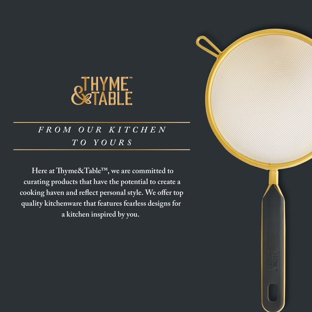 Thyme & Table Gold Mesh Strainer Set 3 Piece Fine Sieve Kitchen Colander