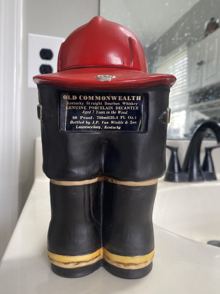 Ceramic Firefighter Boots and Helmet Decanter