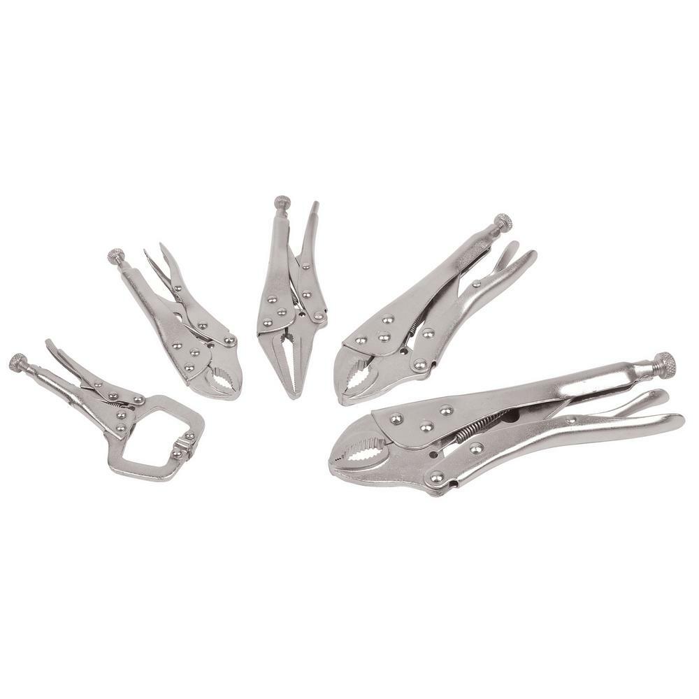 5 PC Assorted Locking Grip Pliers Set without packaging