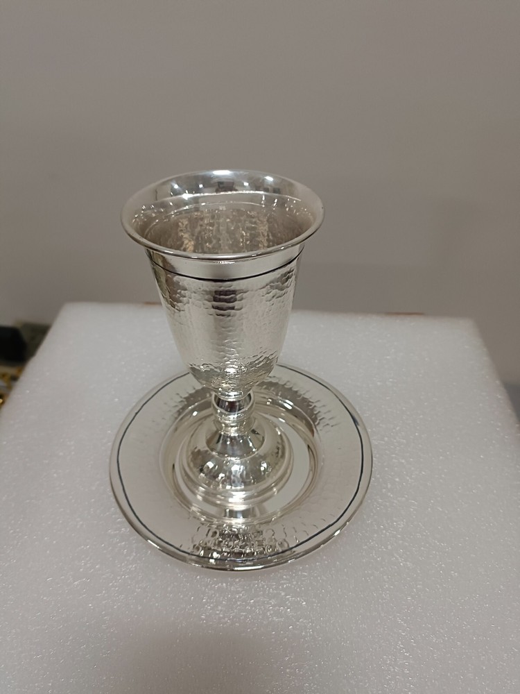 Goblet plate set | Silver plated cup tray set, Kiddush cup and plate
