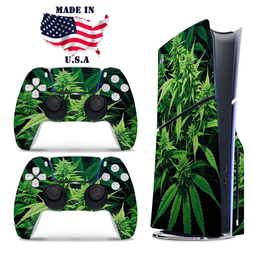Cannabis Leaf PS5 Console & Controller Vinyl Skin Wrap Decal Set