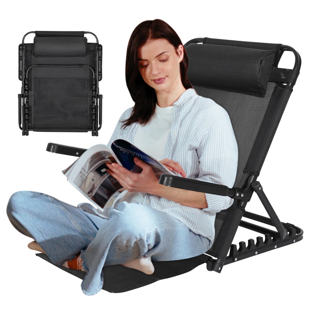 Lifting Bed Backrest with Armrest Portable Folding Adjustable Sit up Back Rest