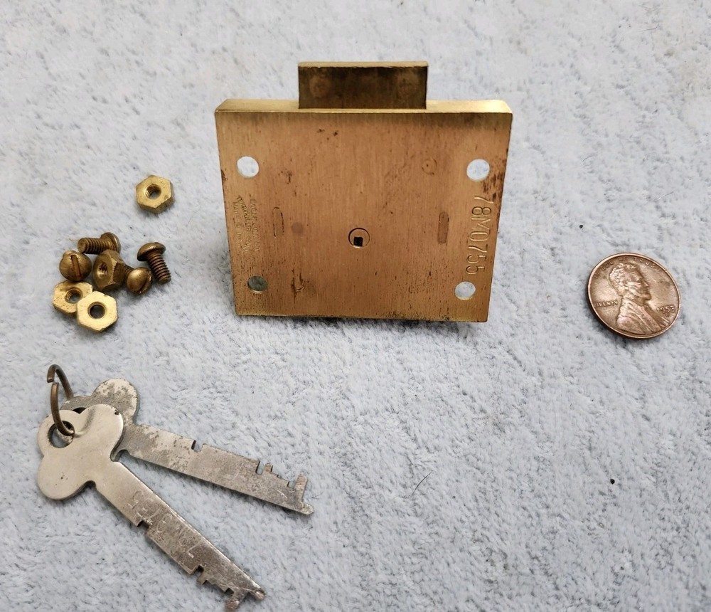 Cabinet Drawer Cylinder Lock Brass Eagle NOS