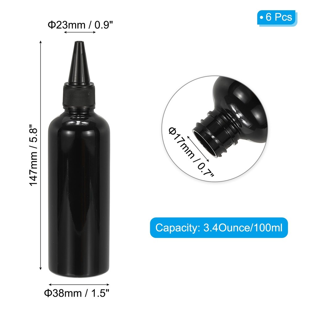 Plastic Applicator Bottle, 6 Pcs 3.4oz(100ml) Leak Proof Refillable Empty Dis...