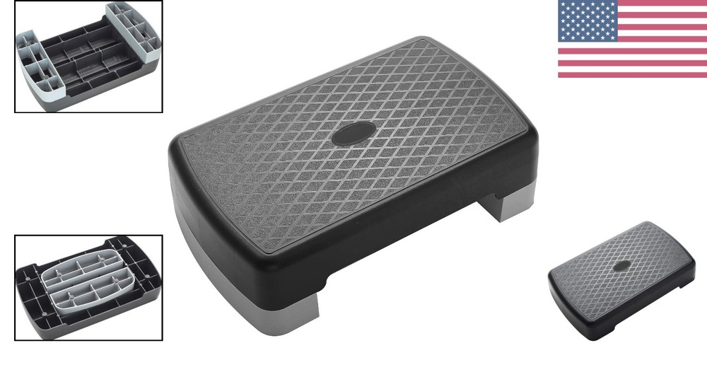 Adjustable 18" Aerobic Step Platform with 2 Risers for Versatile Workouts