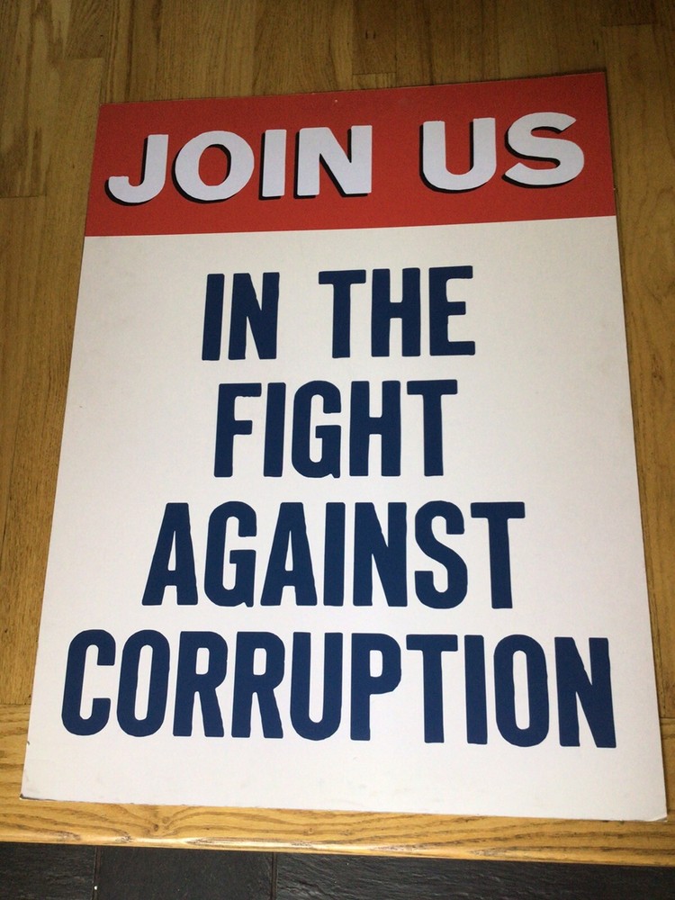 Vintage 60’s silkscreen “Fight Corruption”PROTEST POSTER rally march
