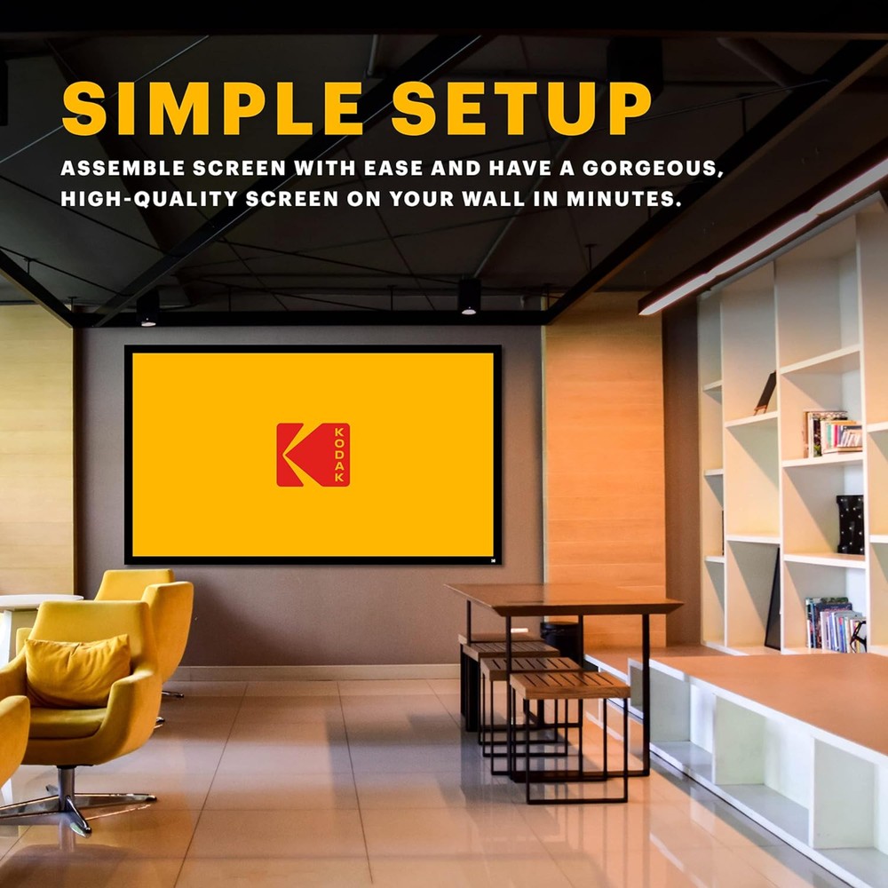 Kodak 120" Fixed Frame Projector Screen, Wall Mounted Projection Screen