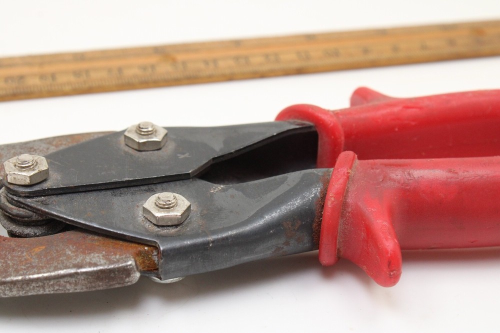 MAC Tools TS2 10" Red Rubber Handle Cuts Left Straight Tin Snips USA