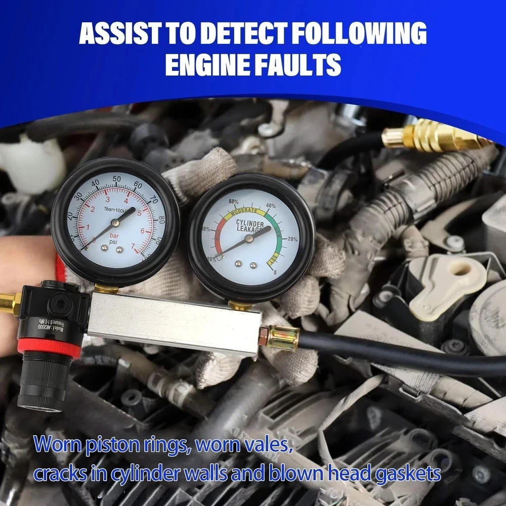 TU-21Cylinder Leak Down Tester Kit, Automotive Engine Compression Leakage Test