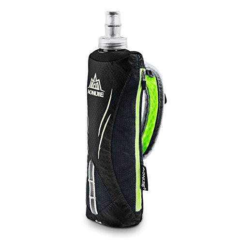 Quick Grip Handheld Water Bottle for Running, Hand Strap Hydration Pack Black