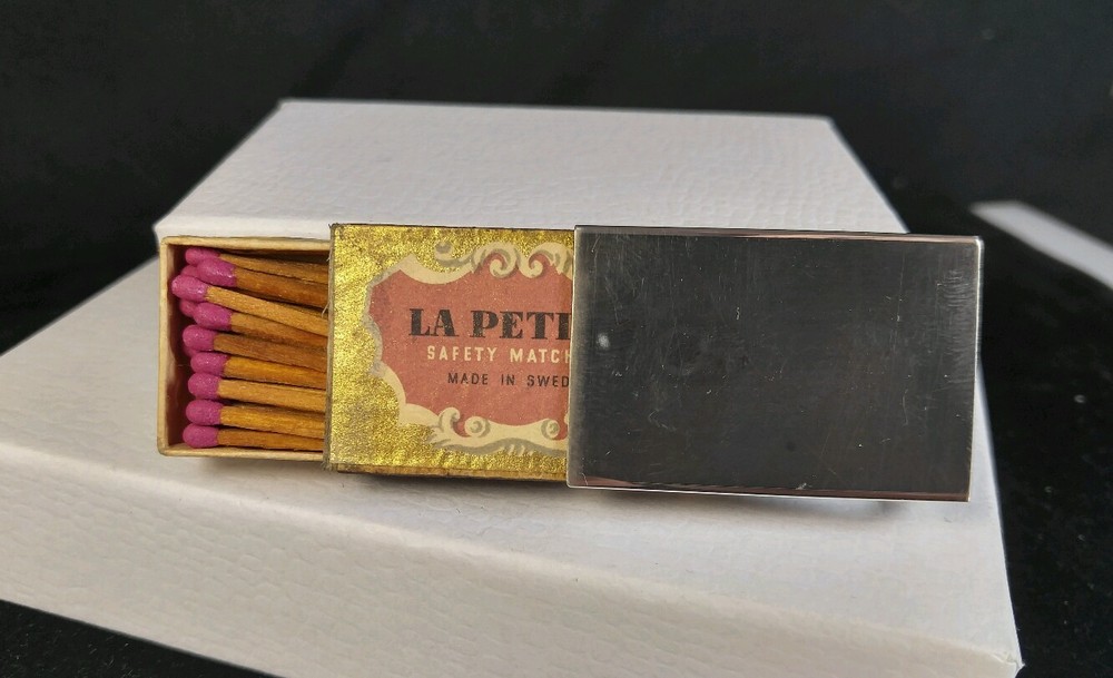 Vintage Sterling Silver 925 GORHAM Smooth Silver Matchbox Matches & Case