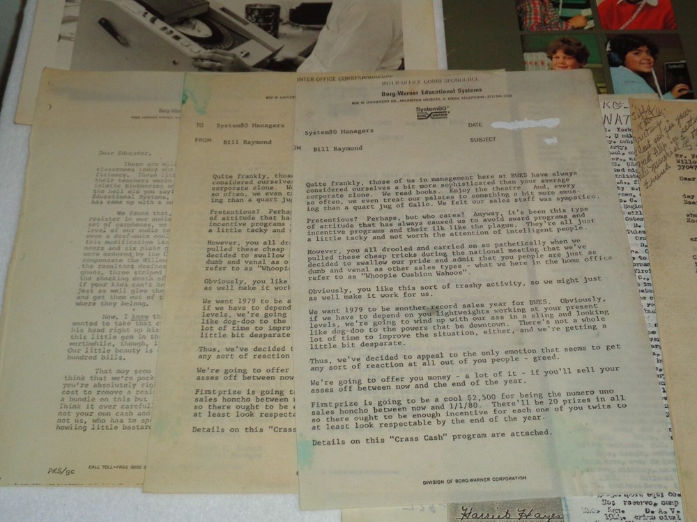 1980 Borg-Warner Educational Systems System80 Teaching Program Booklet & Papers