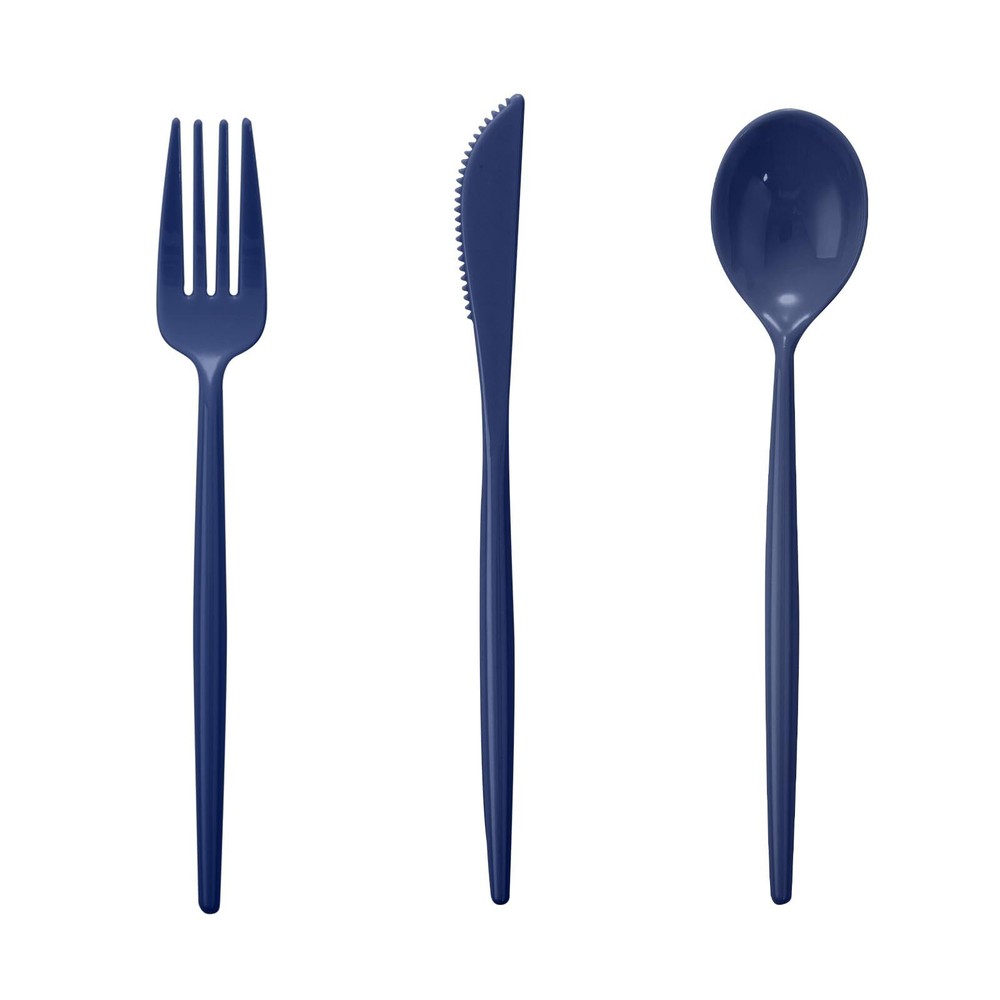 180pcs Blue Plastic Silverware Plastic Silverware Heavy Duty Blue Party Plast...