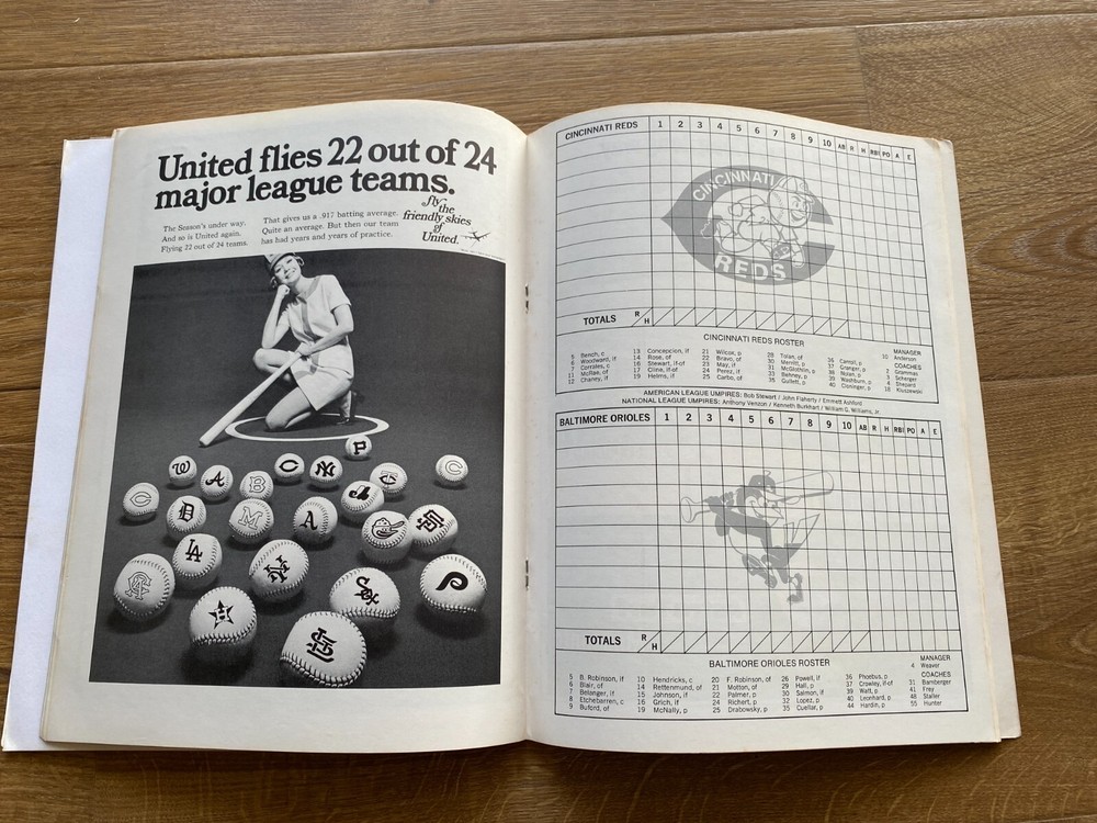 1970 Cincinnati Reds at Baltimore Orioles World Series Baseball Program Unmarked
