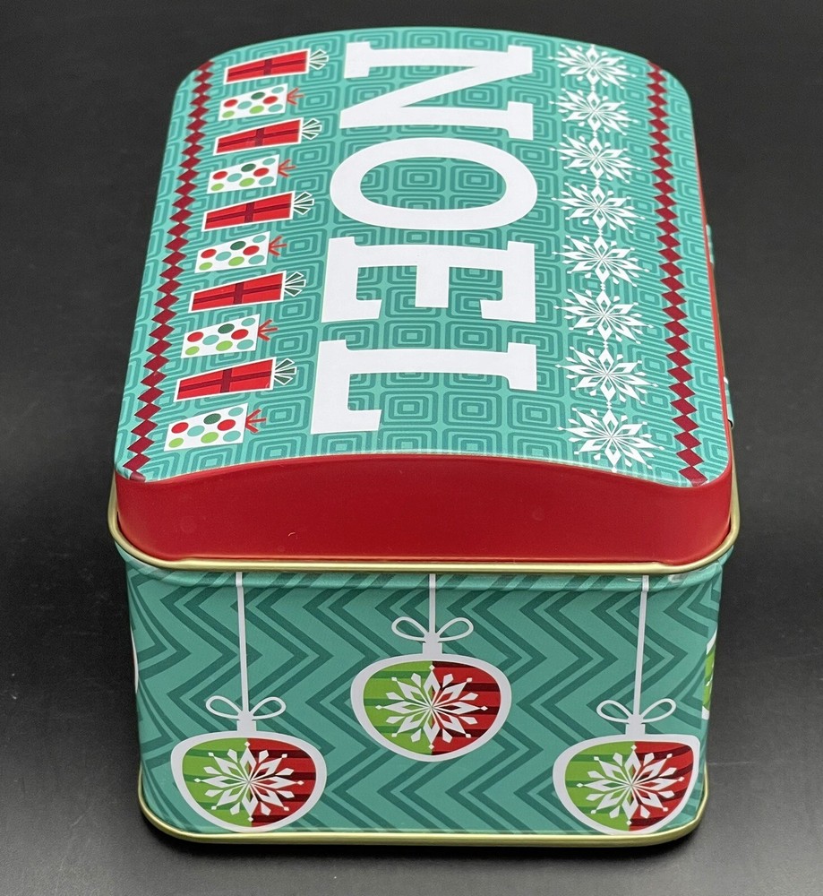 NOEL Rectangular Holiday Tin Box Container Can Empty 3" x 5" x 3.5"
