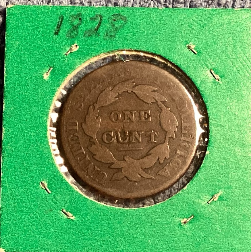 1828 Large Cent, Coronet Head, $1 shipping!