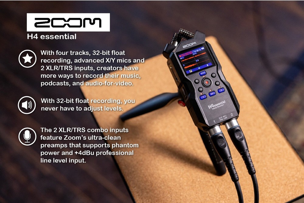 Zoom H4essential Recorder, Bundle with Zoom Accessory Pack, 32GB micro SD Card