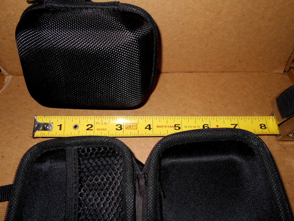 Black Hard-sided 4x3" rectangular Zippered Camera Case Electronics Cards Black