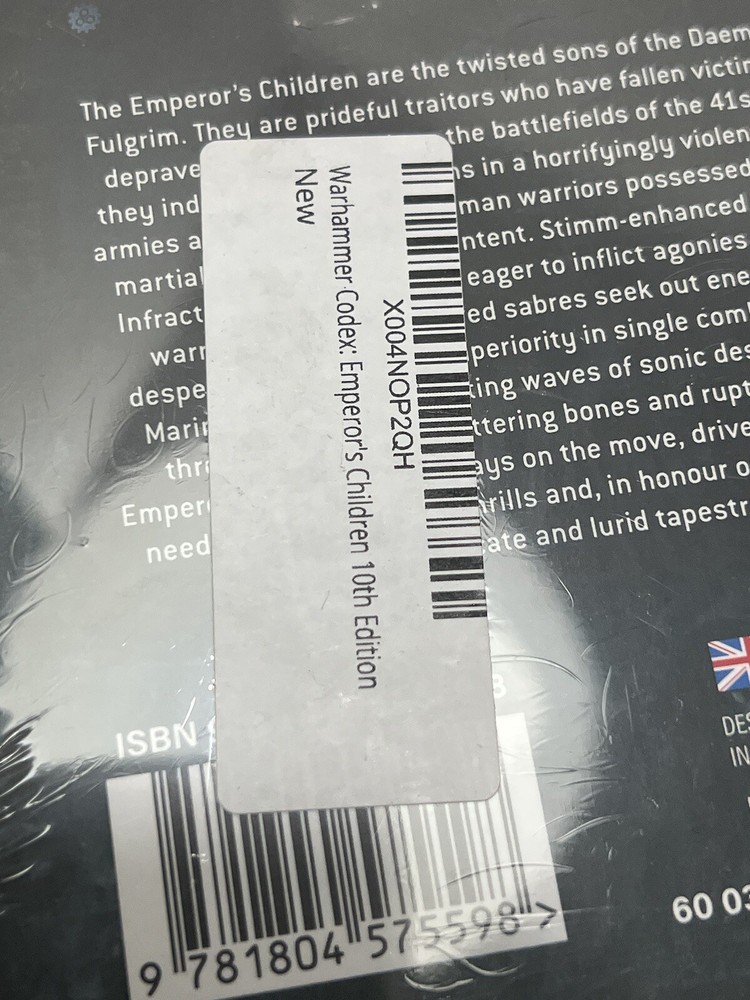 Warhammer 40k Codex: Emperor's Children- Brand New!