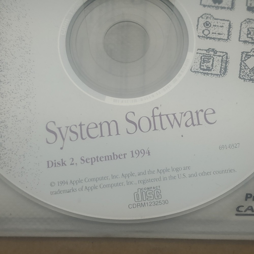 Apple Restoration CD for System Software, Disk 2, dated September 1994 691-0327