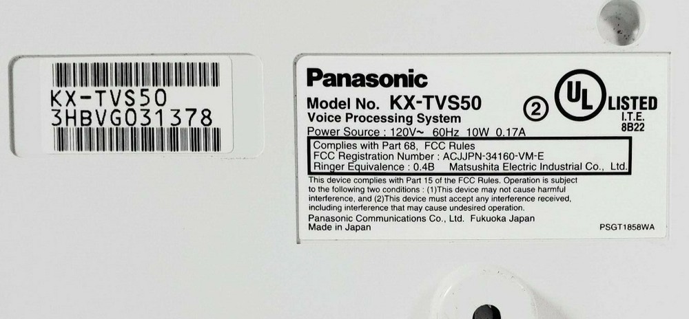Panasonic TVS50 Voice Processing System - powers on unable to test - SEE PICS