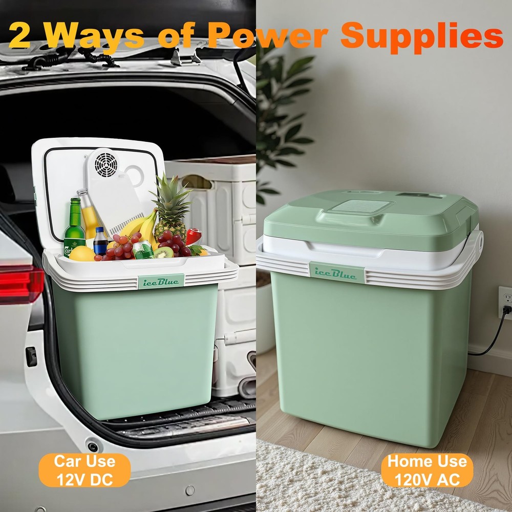 Electric Cooler, 26 Liters/28 Cans Mini Fridge with Automatic Locking Handle,...
