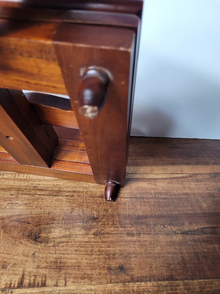 Vintage Solid Timber Tabletop Book Holder, Brass Hinges, Turned Timber Feet