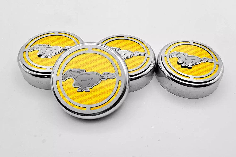 2015-2025 MUSTANG - FLUID CAP COVER AUTOMATIC TRANSMISSIONS ONLY, PONY LOGO 4PC