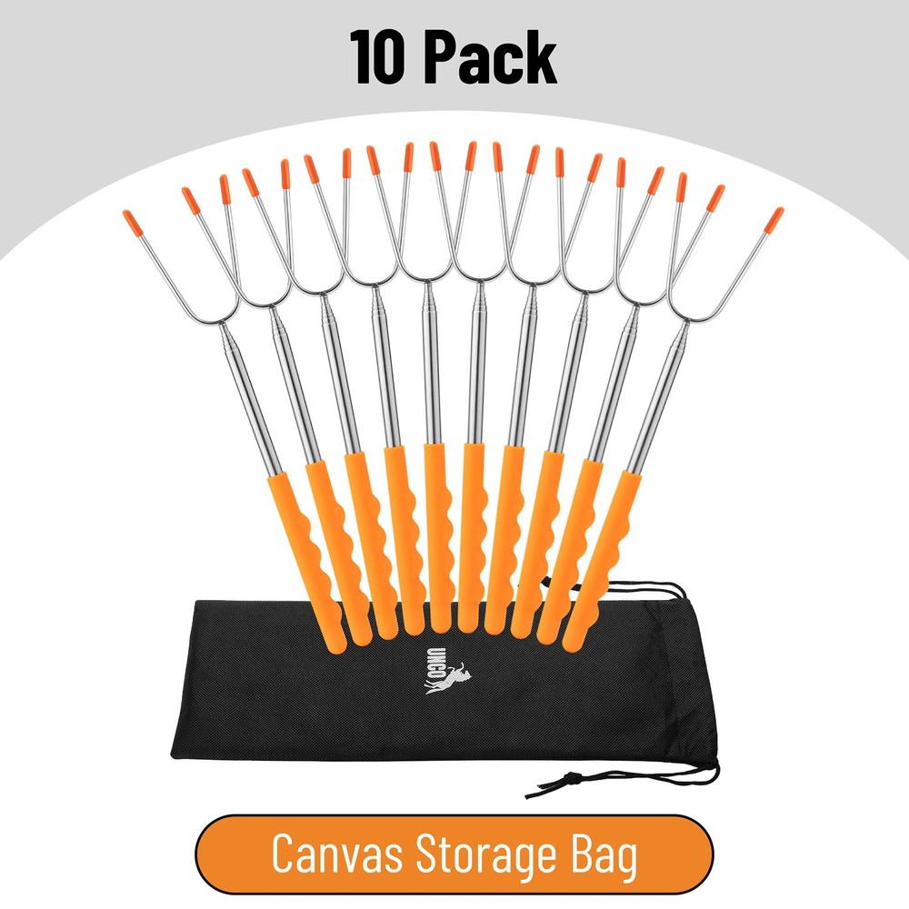 UNCO Marshmallow Roasting Sticks - 10 Pack, 45" Medium, Orange + Silver