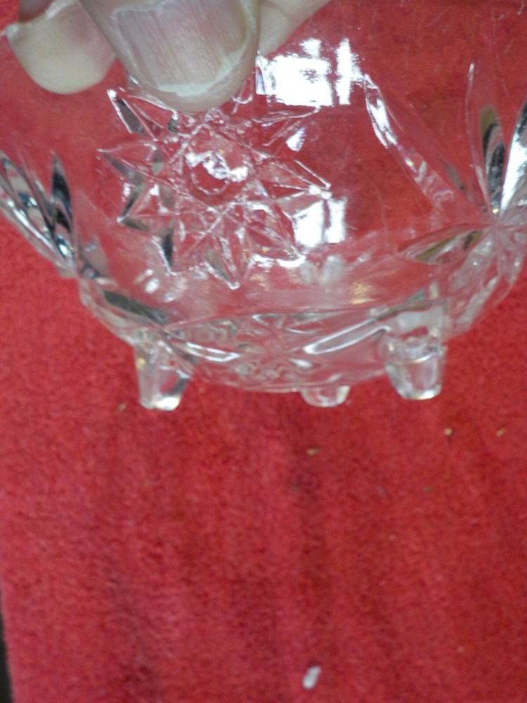 Vintage, Cut Glass, Clear, Footed Bowl (RC 4)