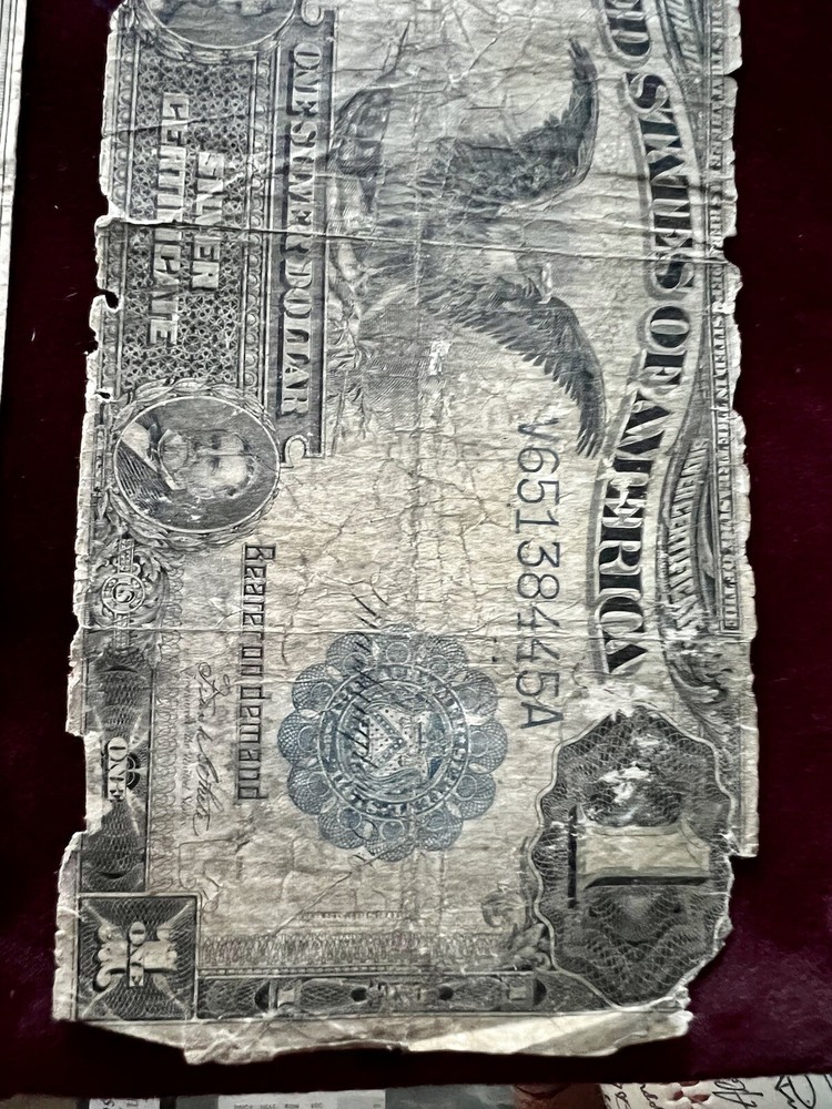 1899 Black Eagle & 1923 $1 Blue Seal Silver Certificates Silver Dollar Bill Note