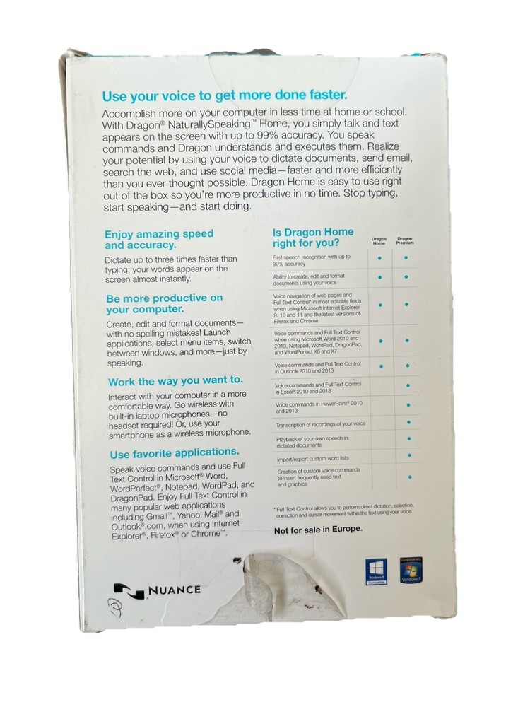 Nuance Dragon NaturallySpeaking Home 13 Speech Recognition Software - Open Box