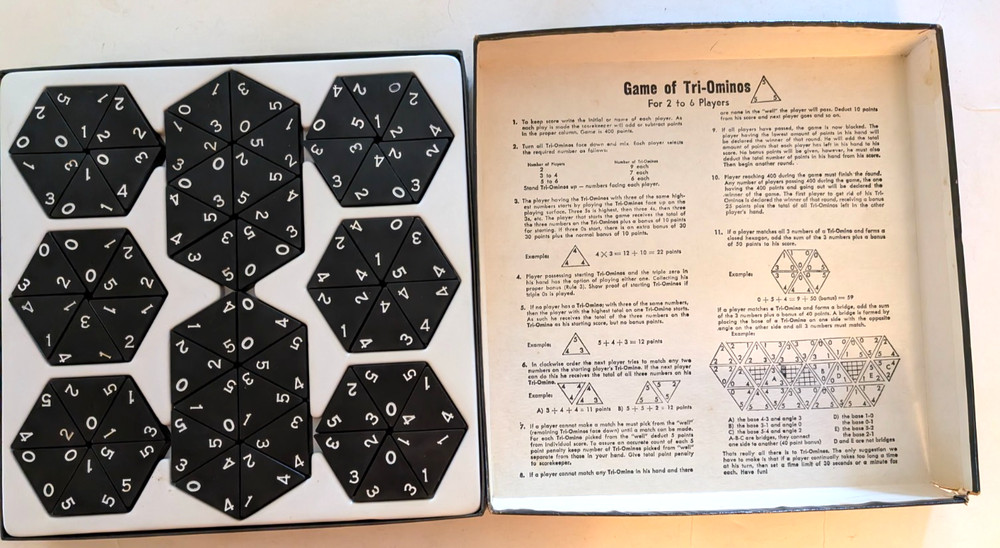 TRI-OMINOS - the Triangle game by Pressman 1968 Complete