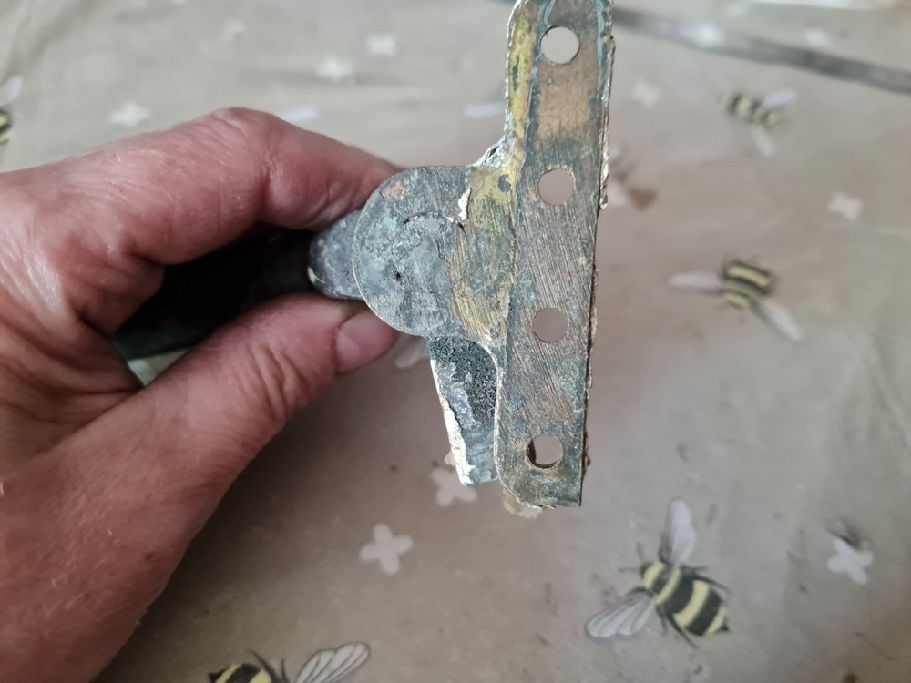 One Single Old Antique Brass Window Latch Handle Needs Stripping But Does Move
