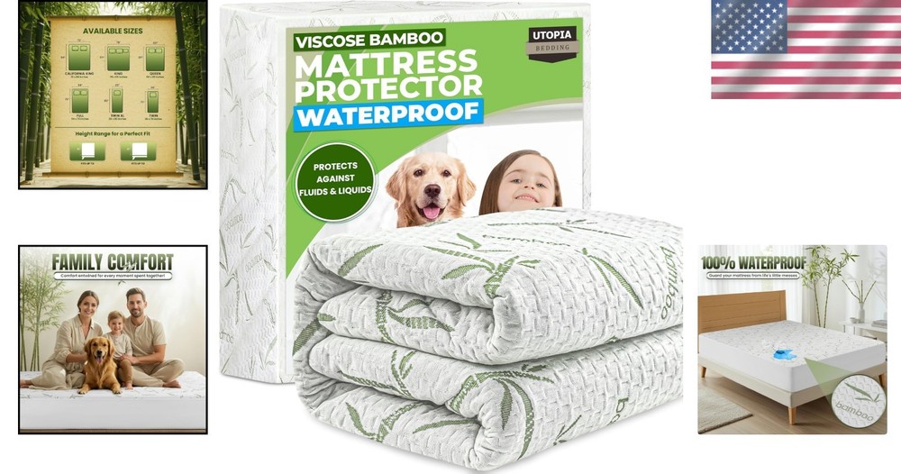 Soft and Stretchable Fitted Queen Mattress Protector – 17 Inch Waterproof Design