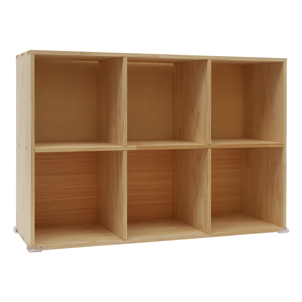 6 Cube Storage Organizer Solid Wooden Bookcase Display 2 Tier Shelving Bookshelf